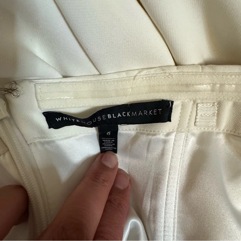 WHBM Convertible Strapless Split-Leg Jumpsuit in Ivory Size 8 - Picture 5 of 8